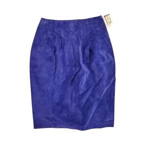Vintage 1980s 1990s  Royal Purple Blue Silky Pig Suede Pencil Skirt NWT